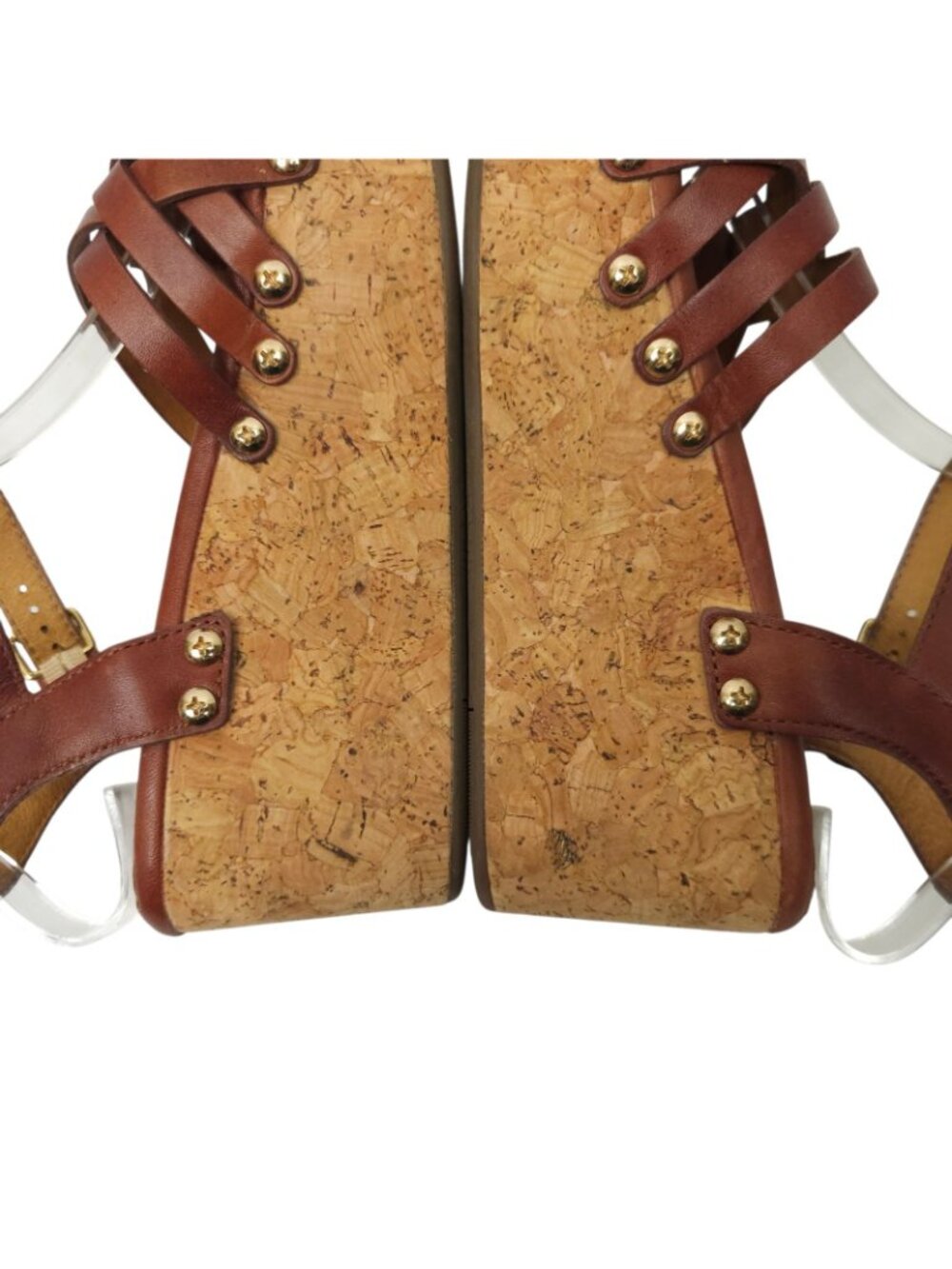 Bussola Mansfield Mavis Cork Wedge Sandals Platform EU 37 US 6 Brown Leather - Picture 14 of 16